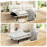 MUUEGM Futon Sofa Bed Memory Foam White Futons Modern Office Couch Sleeper Bed Convertible Love seat Sofa for Small Spaces,Apartment,Office with Adjustable Armrest Backrest MUUEGM