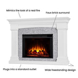 Real Flame Deland Grand Electric Indoor Fireplace with Remote Control, Realistic Infrared Fireplace with Heater, White Real Flame
