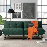 SoarFlash 67 Inch Futon Double Sofa Bed, 2 in 1 Velvet Loveseat Sofa with Adjustable Backrest Memory Foam for Living Room Bedroom Office Apartment Compact Couch(Green) SoarFlash