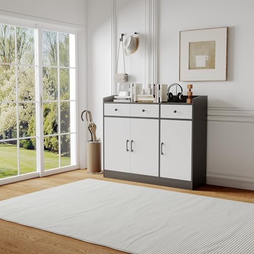 GarveeHome 42.5 in Sideboard Buffet Cabinet with Storage, Wooden Kitchen Storage Cabinet with Adjustable Shelf, Modern Coffee Bar Buffet Table for Living Room Entryway Dining Room GarveeHome