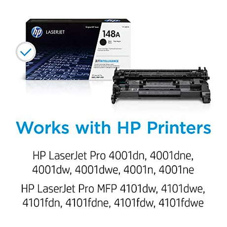 HP 148A Black Laserjet Toner Cartridge | This Cartridge Works Laserjet Pro 4001, MFP 4101 | W1480A HP