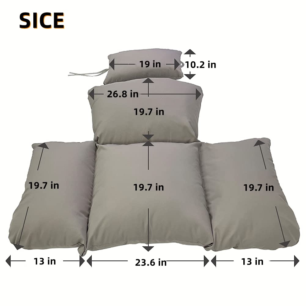 Srutirbo Swing Egg Cushion Replacement, Outdoor Hanging Basket Seat Cushion Pillow, Foldable Hanging Egg Chair Back Cushions with Headrest Pillow (Dark Grey) Srutirbo
