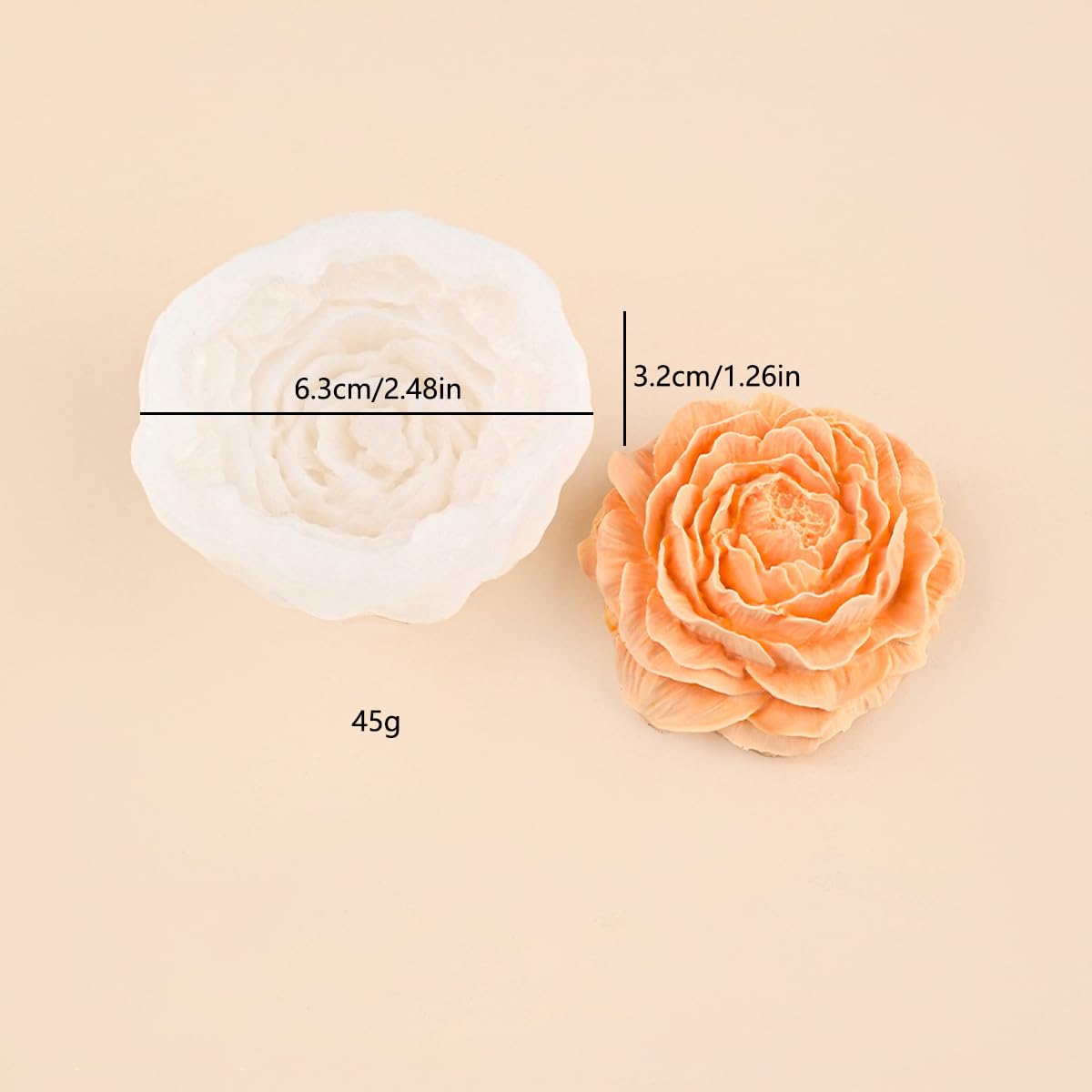 3D Peony Flower Silicone Molds Set, 3 Sizes, for Candle Making, Soap, Resin Crafts JIECHOGJ