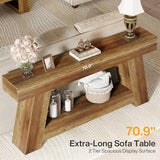 Tribesigns 70.9 Inch Long Console Tables, Farmhouse Entryway Table with Storage, 2-Tier Sofa Table Behind Couch for Entrance, Hallway, Living Room (Rustic Brown) Tribesigns