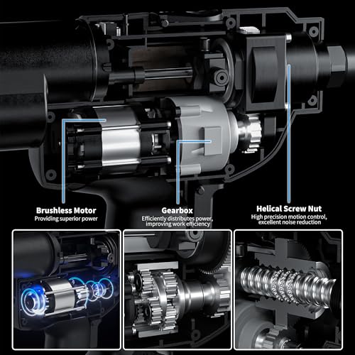 Minova 18V Brushless Rivet Gun, Battery Cordless Rivet Tool Compatible with Stainless Steel Rivets, Bare Machine Automatic Rivet Recoil with MWK Battery Converter, Portable Carrying Case Minova