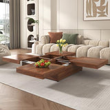 Merax 39.4'' Square Coffee Table, Sliding Top with Ample Storage, Walnut Grain Veneer Finish Modern Center Tables for Living Room Apartment, Walnut Merax