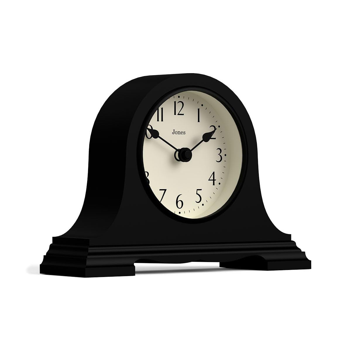 JONES CLOCKS® Speakeasy Mantel Clock | Classic Napoleon’s hat Design | Black | Contemporary Classic Style for Desk, Table, Shelf or Bedside JONES CLOCKS