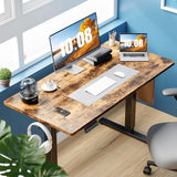 Sweetcrispy Electric Standing Desk Adjustable Height, 55x24 Inch Sit Stand Up Home Office Desks Computer Workstation PC Work Table with 3 Memory Preset Splice Wood Board Metal Frame, Rustic Sweetcrispy