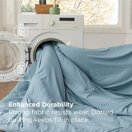Bedsure King Size Comforter Set, Dusty Blue Soft Prewashed Bedding for All Seasons, 7 Pieces Warm Winter Down Alternative Bed Set, Fluffy Bed in a Bag with Sheets, Pillowcases & Shams Bedsure