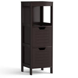 Tangkula Bathroom Floor Cabinet, Narrow Wood Storage Cabinet w/2 Switchable Drawers, Multifunctional Side Cabinet for Bathroom, Freestanding Small Cabinet for Small Spaces, 12 x 12 35 Inch (Espresso) Tangkula
