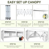 Aoxun 10x20 Pop Up Canopy Tent with 6 Removable Sidewalls, One Push Party Tent Waterproof Outdoor Canopy with 3 Adjustable Height, Portable Tents for Parties, Wedding, Commercial, Market Aoxun