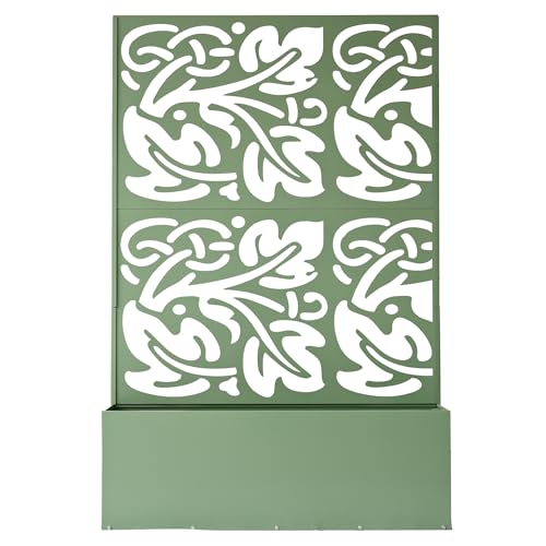 Oakland Living 6 ft. X 4 ft. Green Freestanding Metal Privacy Screen Room Divider with Flower Box Oakland Living