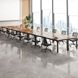 Tribesigns 78.74-Inch Conference Table Set,13FT Conference Room Table, Large Rectangle Meeting Seminar Tables Set,Long Business Tables (Chair not Included) (8, Brown+Black, 8 Pack) Tribesigns
