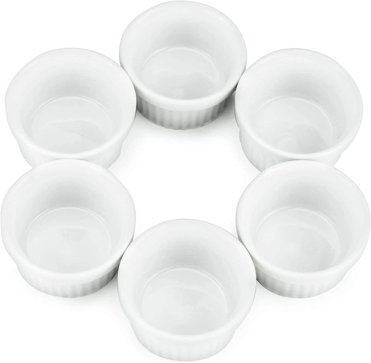 Kÿchen Mini Ramekins 1 oz. 30 ml|Microwave & Oven Safe, Porcelain Souffle Dish, Dipping Sauce, & Small Dessert Cups| 6 Count kÿchen