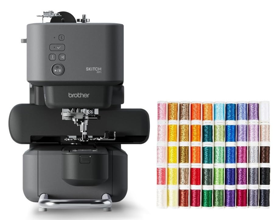 Brother PP1 Skitch Single-Needle Embroidery Machine and SA650 50-Color Designio Thread Set Brother