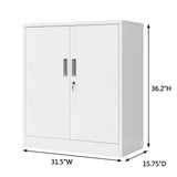 Wanfu Metal Storage Cabinet with Locking Doors and Adjustable Shelves, 36.2" H Steel Storage Cabinet for Garage, Home, Office, Utility Room-White Wanfu