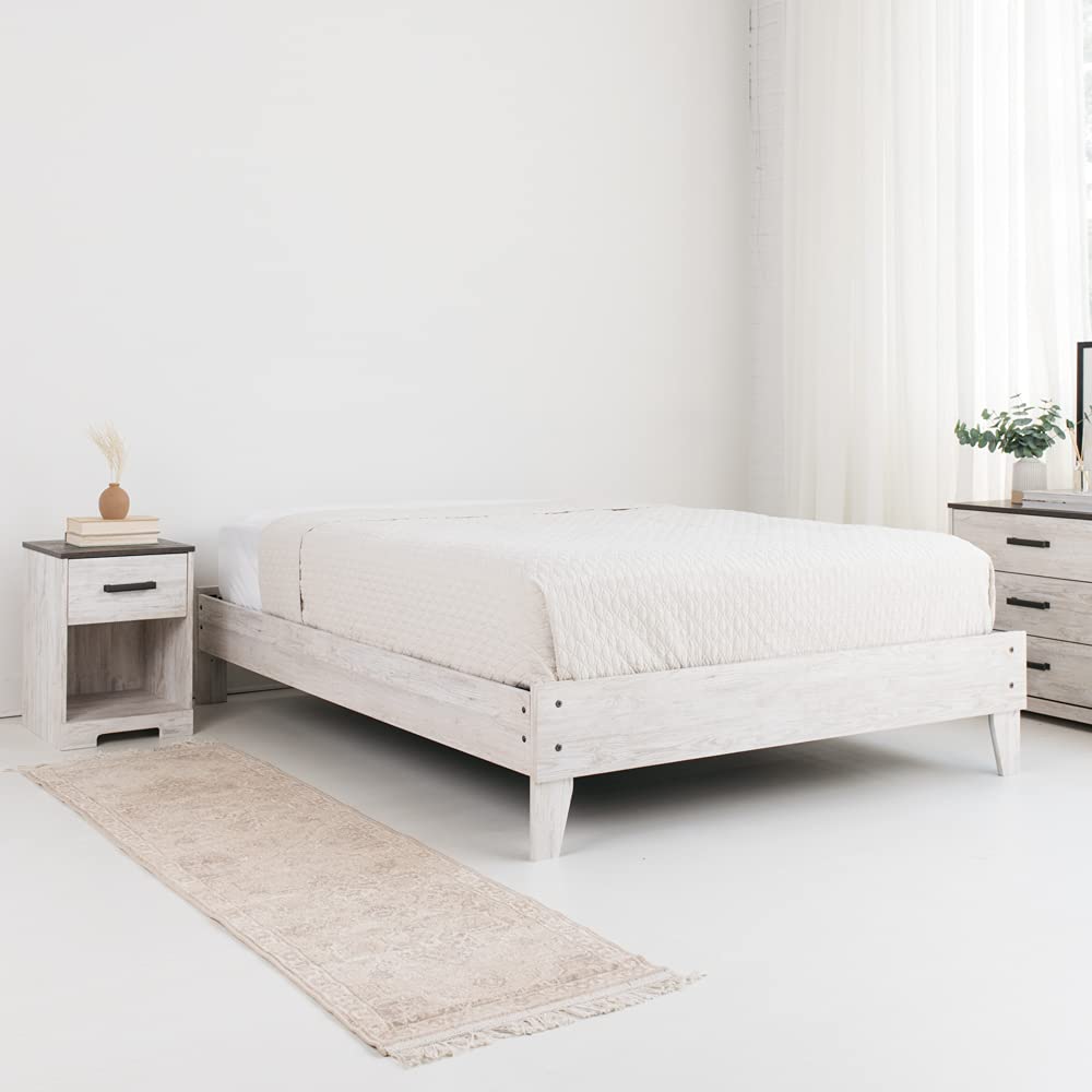 Shawburn Casual Farmhouse Full Platform Bed Frame in Whitewash by Signature Design by Ashley - WoodArtSupply