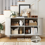 ONBRILL 55" Sideboard Buffet Cabinet with Storage, Storage Cabinet with Sliding Door & Adjustable Shelf, Modern Accent Coffee Bar Console Table for Kitchen, Entryway, Natural White ONBRILL