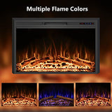 Rodalflame 33" Width Electric Fireplace Inserts with Adjustable Flame Colors, Fireplace Heater with Touch Screen & Remote Control, Recessed in Wall, 750/1500W, Timer RODALFLAME