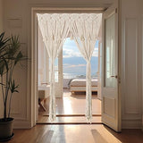 Osunnus Boho Macrame Curtain Handmade String Curtain with Tassel Large Macrame Wall Hanging Boho Room Divider Art Decor for Living Room Bedroom Bohemian Wedding Party Decor, 2 Panels 79" L x 35" W Osunnus