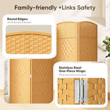 JOSTYLE 6ft. Tall Extra Wide Folding Privacy Screens with Diamond Double-Weave Room dividers and Freestanding Privacy Screens(Yellow, 4-Panel) JOSTYLE