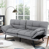 MUUEGM Futon Sofa Bed，Memory Foam Futon Convertible Couch Bed, Sofa Bed Couch,Modern Loveseat Sofa,Sleeper Couch for Small Space，Apartment, Living Room,Adjustable Backrests Armrests,Light Grey MUUEGM