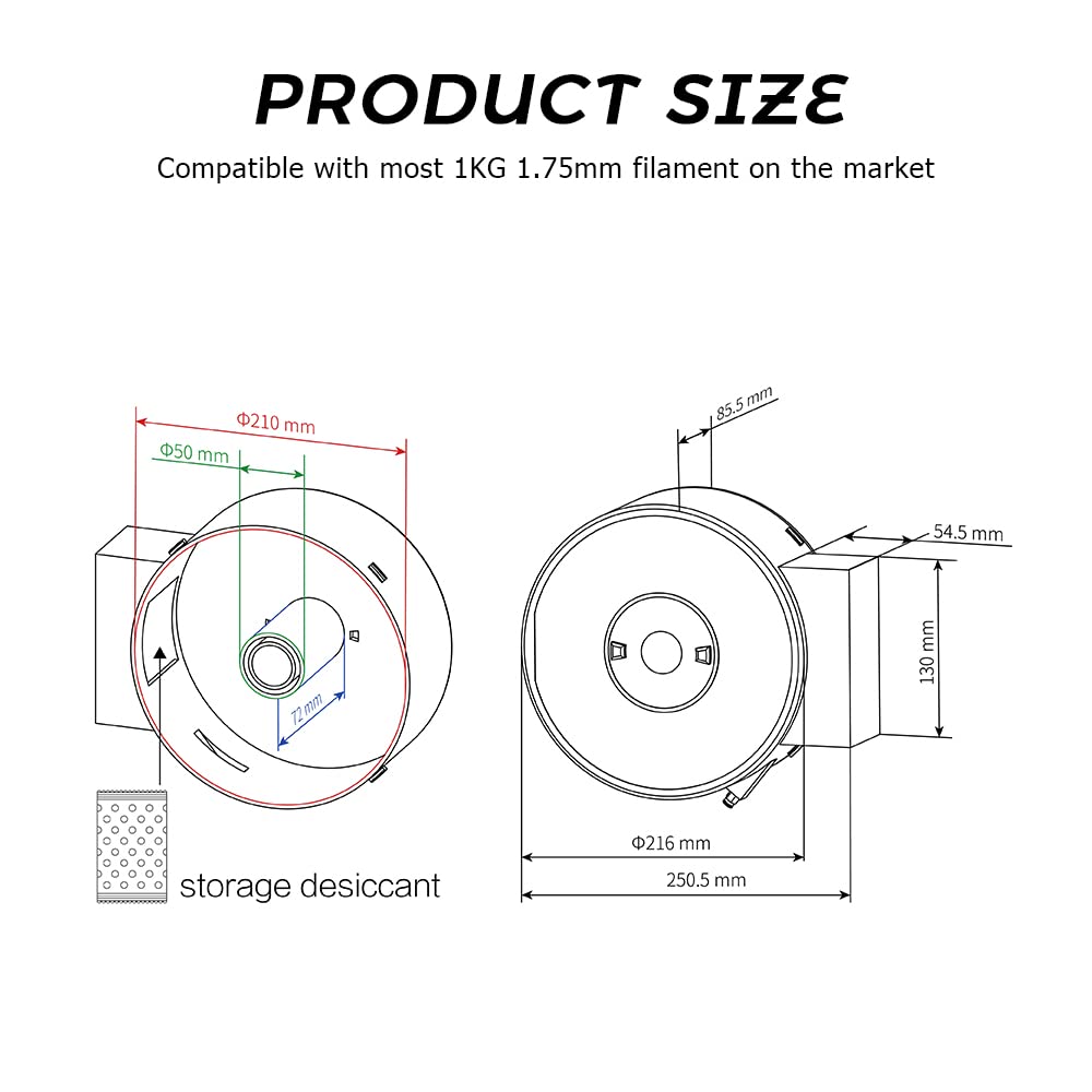 R QIDI TECHNOLOGY Filament Dryer Box, Filament Storage Box for 3D Printer Filament, Keeping Filaments Dry During 3D Printing, Compatible with 1.75mm PA12-CF, PLA, PETG, ABS, UltraPA, S-White, - WoodArtSupply