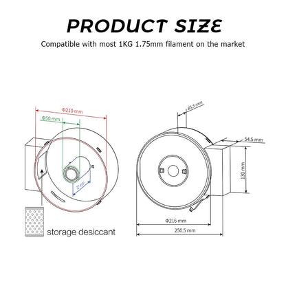 R QIDI TECHNOLOGY Filament Dryer Box, Filament Storage Box for 3D Printer Filament, Keeping Filaments Dry During 3D Printing, Compatible with 1.75mm PA12-CF, PLA, PETG, ABS, UltraPA, S-White, - WoodArtSupply