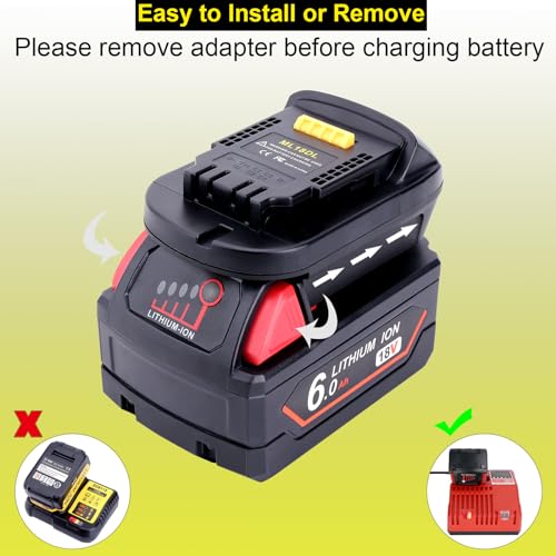 ML18DL Battery Adapter for Milwaukee to dewalt 20V Battery, for Milwaukee M18 18V Battery 48-11-1850 Convert to dewalt 18V 20V Lithium Battery Use for De-Walt 20Volt Cordless Power Tool - WoodArtSupply