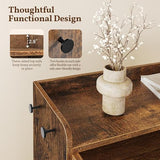 Yaheetech Shoe Storage Cabinet with Doors, Farmhouse Shoe Cabinet with 2 Adjustable Shelves and 4 Side Hooks, Wooden Shoe Rack Organizer Cabinet for Entryway, Foyer, Hallway, Rustic Brown Yaheetech