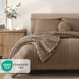Monbix King Size Comforter Set - 7 Pieces Bed in a Bag King, Raw Umber Bedding Sets with Comforter, All Seasons Comforter Bed Set with Sheets, Pillowcases & Shams Monbix