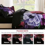 WONGS BEDDING Black Comforter Set King Size, 7 Pieces Floral Bed in a Bag Set, Luxury Red Flower Bedding Set, Soft Microfiber for All Season with Pillowcases & Shams,Sheets(90"×104") WONGS BEDDING