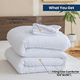 Paxrac Classic Pure White Comforter King Size, 3 Pieces Boho Comforter Set, Lightweight Solid Bedding Set, All Seasons Soft Breathable King Comforter Set (104x90In Comforter & 2 Pillowcases) Paxrac