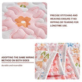 Joyreap 3 Pieces Cotton Quilt Set for Girls, Full/Queen Size Floral Pink Flowers Design, Cozy Lightweight Quilt Bedspread Bed Cover for All Season, 1 Quilt and 2 Pillow Shams- 90x90 inches Joyreap