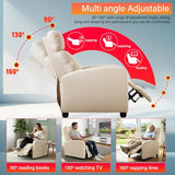 BestMassage | Recliner Chair | with 2 Point Massage Function | Textile Beige | with Lumbar Support, Adjustable Push Back, Footrest & Padded Seat | Easy Assembly | for Living Room, Home Theatre