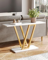 LITTLE TREE Console Table Hallway Table for Entryway 43 Inch Sofa Table Entryway Tables for Living Room, White & Gold LITTLE TREE