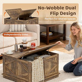 YESHOMY 31.5 inch Farmhouse Coffee Table, Coffee Tables for Living Room, Center Table with Flip-Top Lids, Large Storage Space (Brown) YESHOMY
