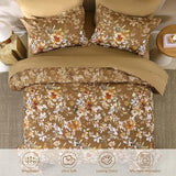 Dobuyly Brown Comforter Set Queen Size, 7 Piece Floral Bedding Comforter Set, Bed in a Bag Botanical Flower Pattern with Sheets, Pillowcases & Shams All Season Dobuyly