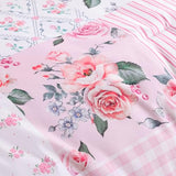 YIKUSH Queen Comforter Set - Pink Spring Floral Comforter Queen Size Patchwork Flower Cozy Bedding Set 3 Pieces for All Season, Cute Pattern 1 Comforter (90"x90") and 2 Pillow Shams (20"x26") YIKUSH