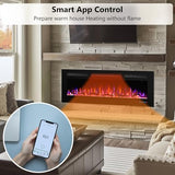 Valuxhome 50" WiFi Modern Recessed and Wall Mounted Electric Fireplace Heater for Living Room,Timer, Overheating Protection, 5100BTU,Touch Screen, Black Valuxhome
