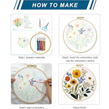 Zhenqing Sunflower and Daisy Embroidery Kit for Beginners, Rustic Floral Craft Set with 20cm Hoop, Printed Pattern on 29x29cm Cotton Fabric, DIY Garden Wall Art (C0127)