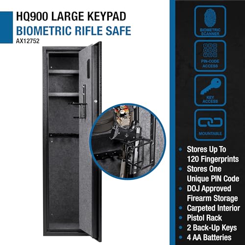 Barska Quick and Easy Dual Access Digital Biometric Fingerprint & Keypad Code Rifle Firearm and Long Gun Safe for Home - 11 Position - WoodArtSupply