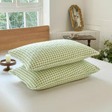 Sage Green Gingham Queen Quilt Set, Soft Pre-washed Microfiber Green Plaid Queen Bedspread, Lightweight Checked Summer Quilt, Grid Bedding Coverlets for All Seasons (Includes 1 Quilt, 2 Pillow Shams) NSNLGSGC