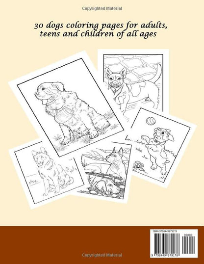 Dog Coloring book: A beautiful coloring book for adults, teens and children of all ages with drawings of dogs