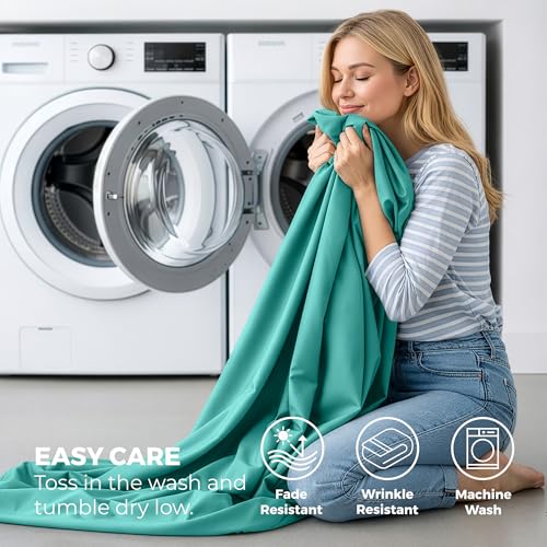 Pure Bedding Bed Sheets - King Sheet Set [4-Piece, Aqua] - Hotel Luxury 1800 Brushed Microfiber - Soft and Breathable - Deep Pocket Fitted Sheet, Flat Sheet, Pillow Cases Pure Bedding