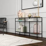 Henn&Hart 55" Wide Rectangular Console Table with Metal Shelves in Blackened Bronze, Entryway Table, Accent Table for Living Room, Hallway Henn&Hart