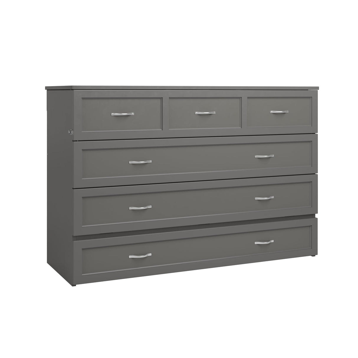 AFI, Northfield Murphy Bed Chest Queen with 6" Mattress, Storage Drawer & Built-in USB Charger, Grey AFI