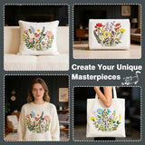 RIHYTFU 3 Pack Flower Embroidery Kits for Beginners, Adults Starter Cross Stitch Kit, DIY Sewing Needlepoint, Floral Plants Patterns Hand Stamped Embroidery Kits