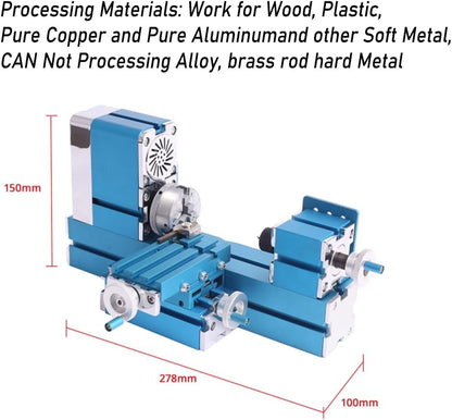 Mini Lathe Kit, 12V DC 60W 12000RPM High Power Micro Lathe Machine Mini Lathe Machine with Drill Chuck Mini Metal Lathe Machine, Power Metal Lathes (US Plug) Wen Lathe Power lathes