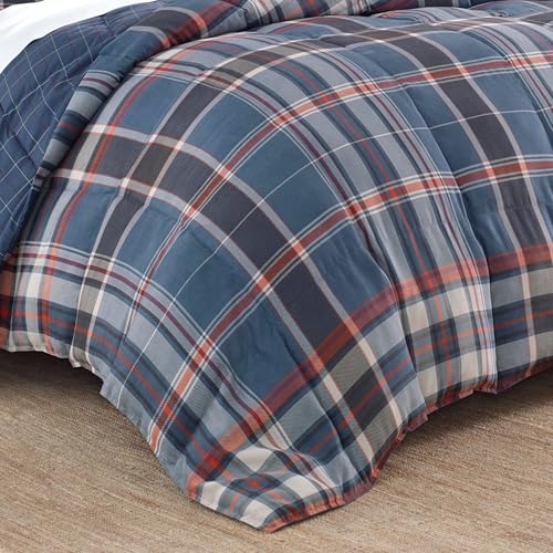 Eddie Bauer - Queen Comforter Set, Reversible Down Alt Bedding with Matching Shams, Home Decor for Colder Months (Shasta Lake Navy, Queen) Eddie Bauer